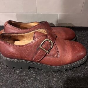 Bass Caroline Brown Leather Monk Strap Oxford Women's Shoes Lug Sole 8 EUC